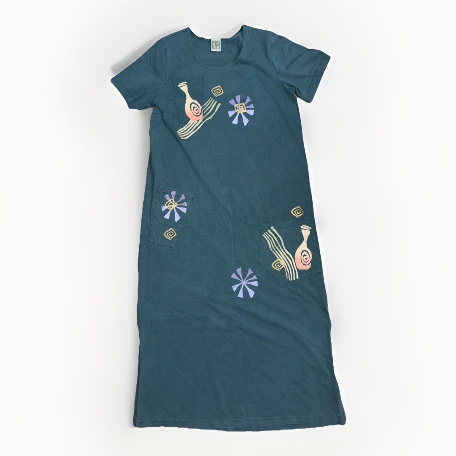 Vintage Vintage Viva City Turquoise Maxi Dress Embroidered Floral M Size M / US 6-8 / IT 42-44 - 1 Thumbnail