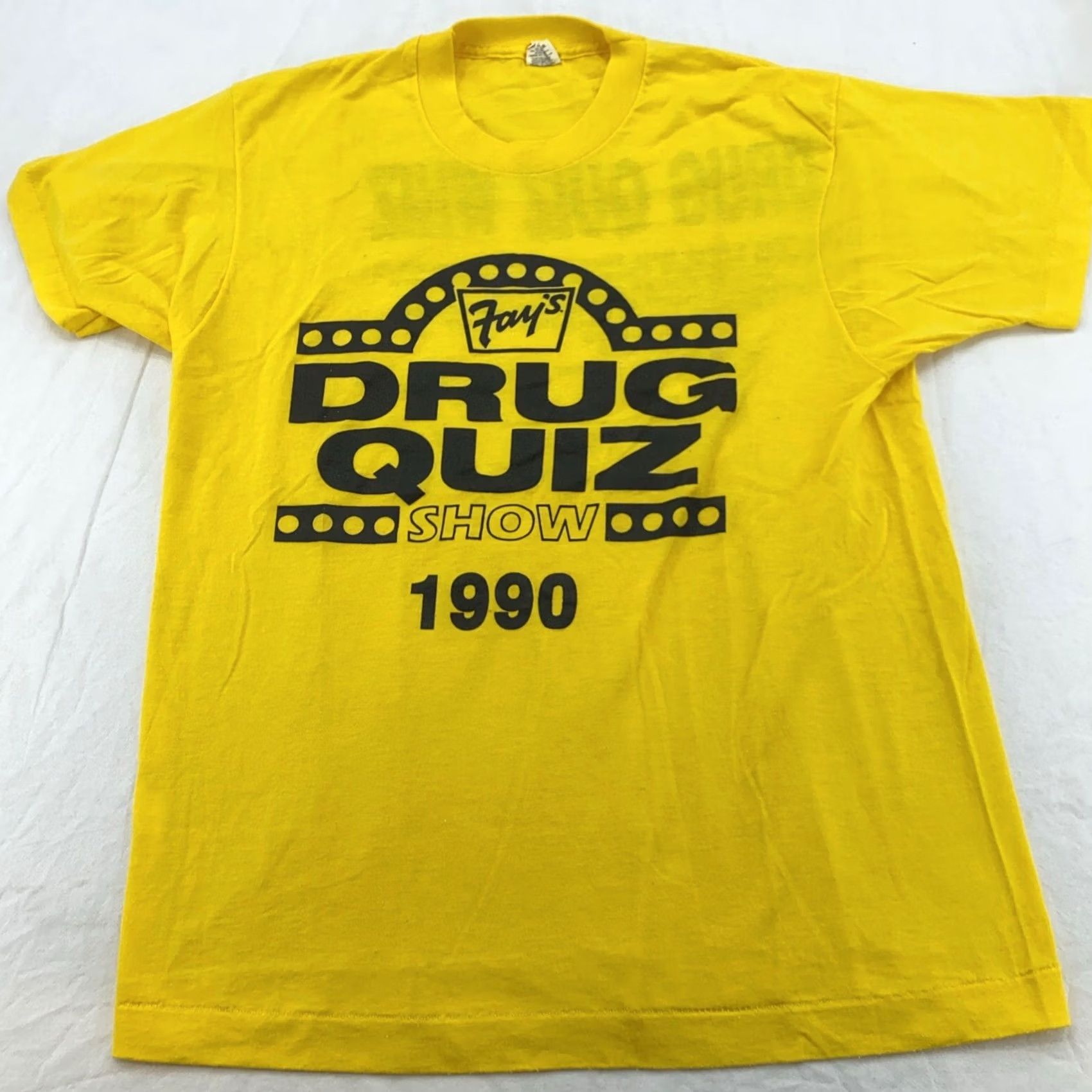 Vintage VINTAGE FAY’S DRUG QUIZ SHOW T-Shirt Medium Yellow 90s pot ny Mens Size US M / EU 48-50 / 2 - 2 Thumbnail