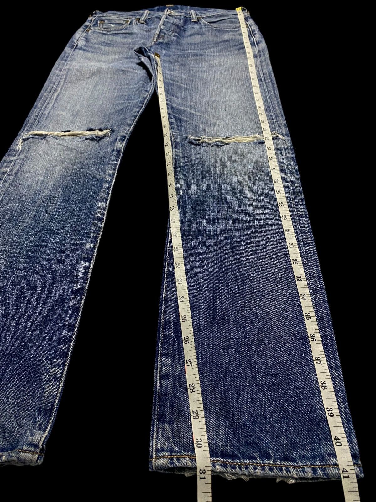 Levi's Levis 501 Blue Wash Distressed Slim Jeans Size US 31 - 17 Thumbnail