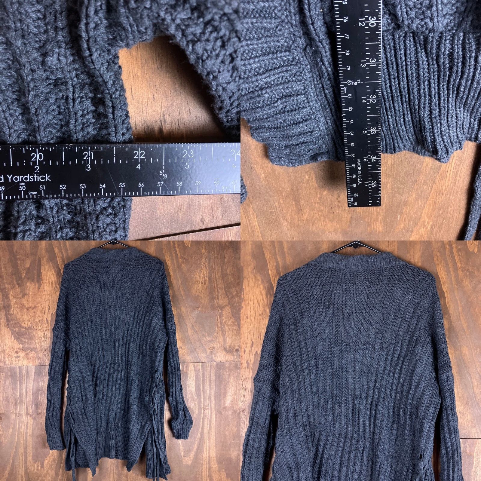 Express Express Womens Cardigan Sweater Black Open Front Long Sleeve Medium Wrap Long Cardigan Belted Knit Casual Workwear - Womens Size M / US 6-8 / IT 42-44 - 8 Thumbnail