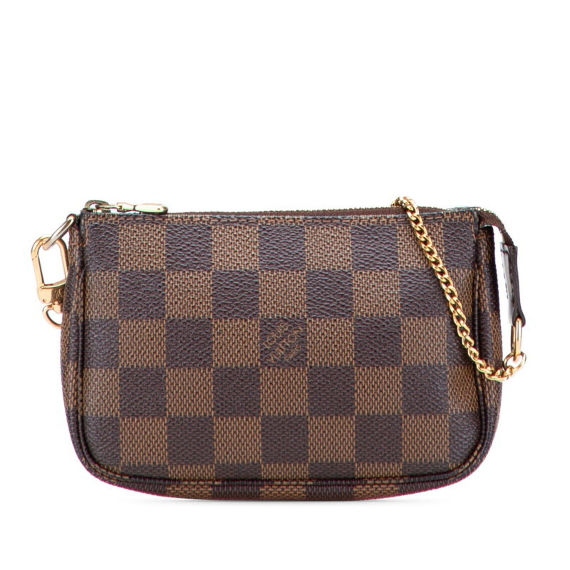 Louis Vuitton Damier Mini Pochette Accessory Pouch Handbag N58009 Brown Leather Women's LOUIS VUITTON