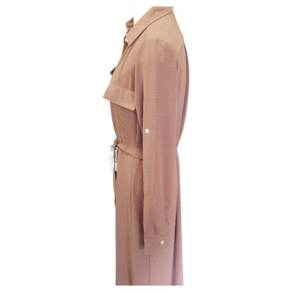 Designer CT226 Spins Button Front Brown Tunic with Sash and Pockets S Size S / US 4 / IT 40 - 5 Thumbnail