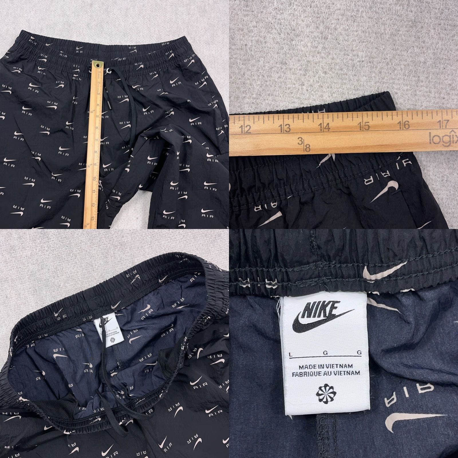 Nike VINTAGE Nike Pants Men XL Black Track Suit Windbreakers Unlined Baggy Tapered AOP Size 46R - 8 Thumbnail