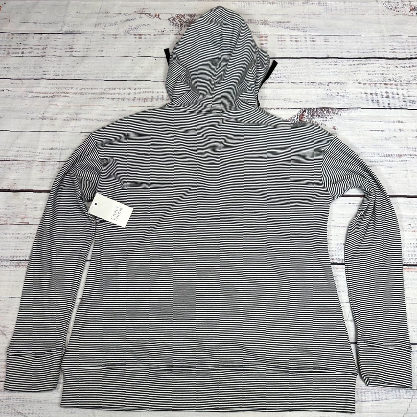 Croft & Barrow Croft & Barrow Hooded Top Womens Striped Gray Long Sleeve Cotton Blend Small Sz S Shirt Womens Size S / US 4 / IT 40 - 5 Thumbnail
