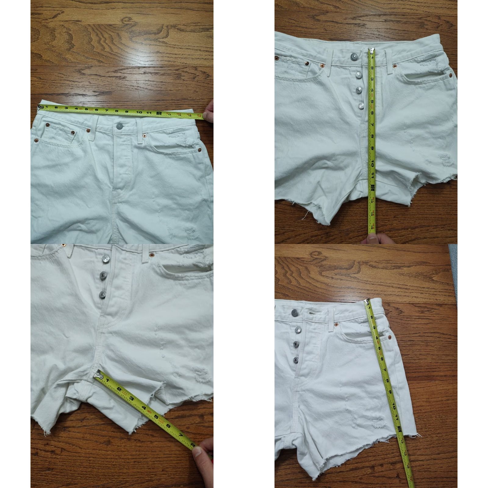 Levi's Levi's 501 Jean Shorts Womens Tag 30 White Raw Hem High Rise Button Fly Casual Size 30" / US 8 / IT 44 - 8 Thumbnail