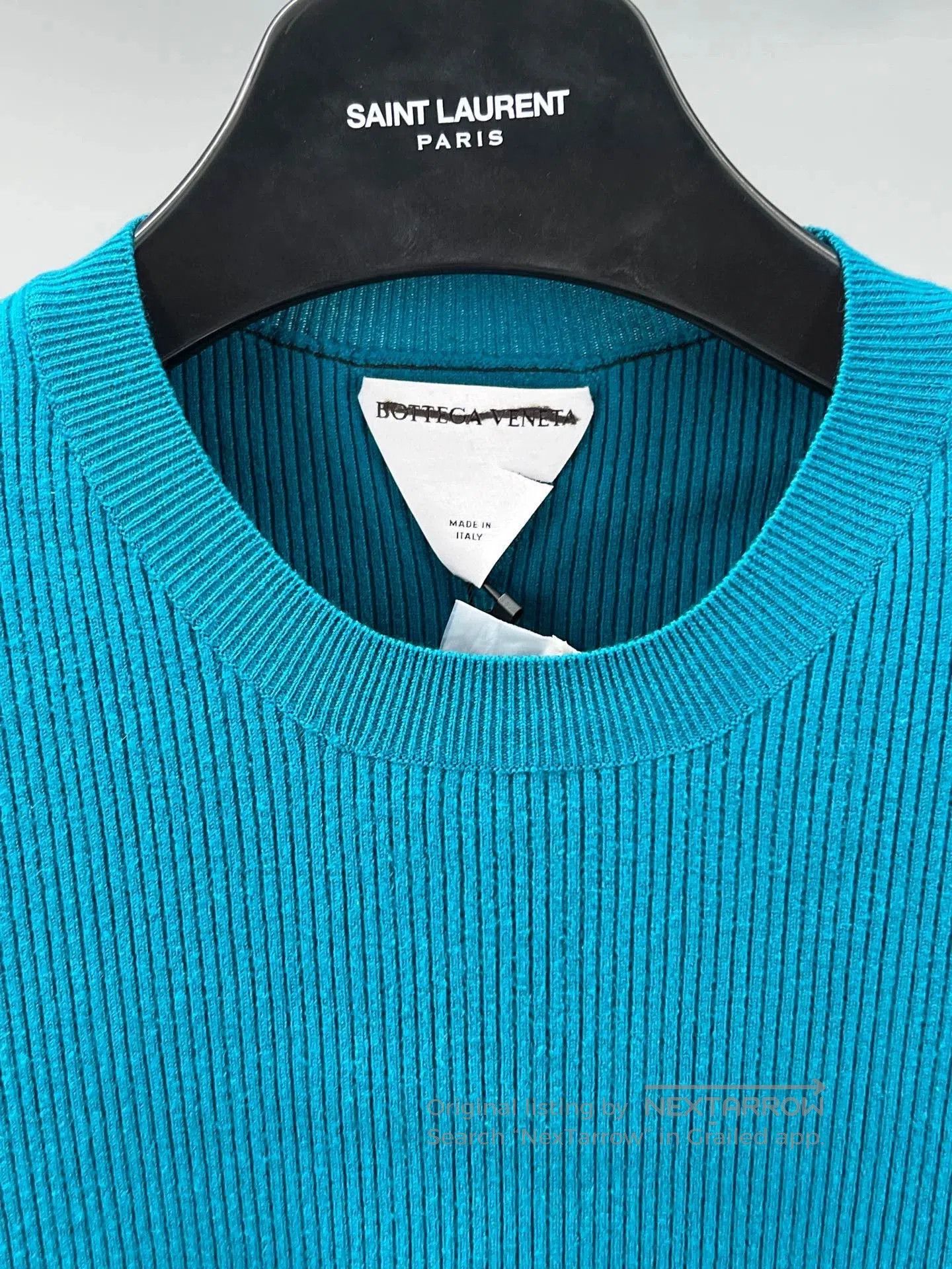 Bottega Veneta blue wool crew neck knit sweater for men. Size US S / EU 44-46 / 1 - 2 Thumbnail