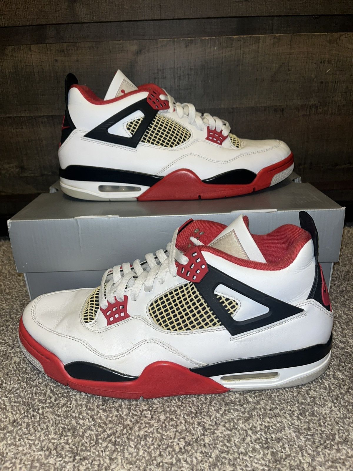 image of Jordan Nike Jordan 4 “Fire Red” Shoes in White, Men's (Size 12)