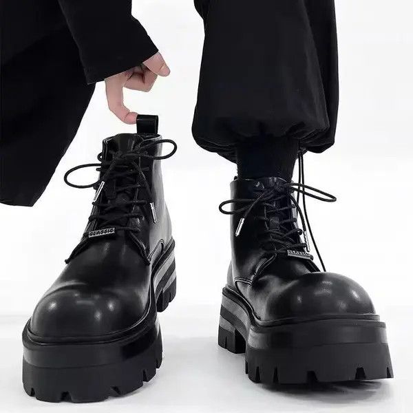 VIBE Black Thick Sole Big Head Derby Boots Size US 8 / EU 41 - 3 Thumbnail