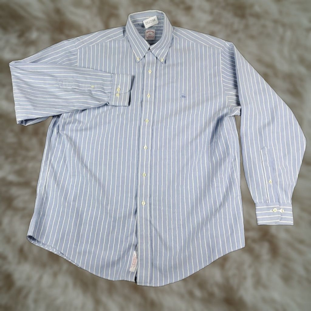 Brooks Brothers VINTAGE Brooks Brothers Shirt Men's Large Blue Striped Casual Button Up Long Sleeve Size US L / EU 52-54 / 3 - 1 Thumbnail