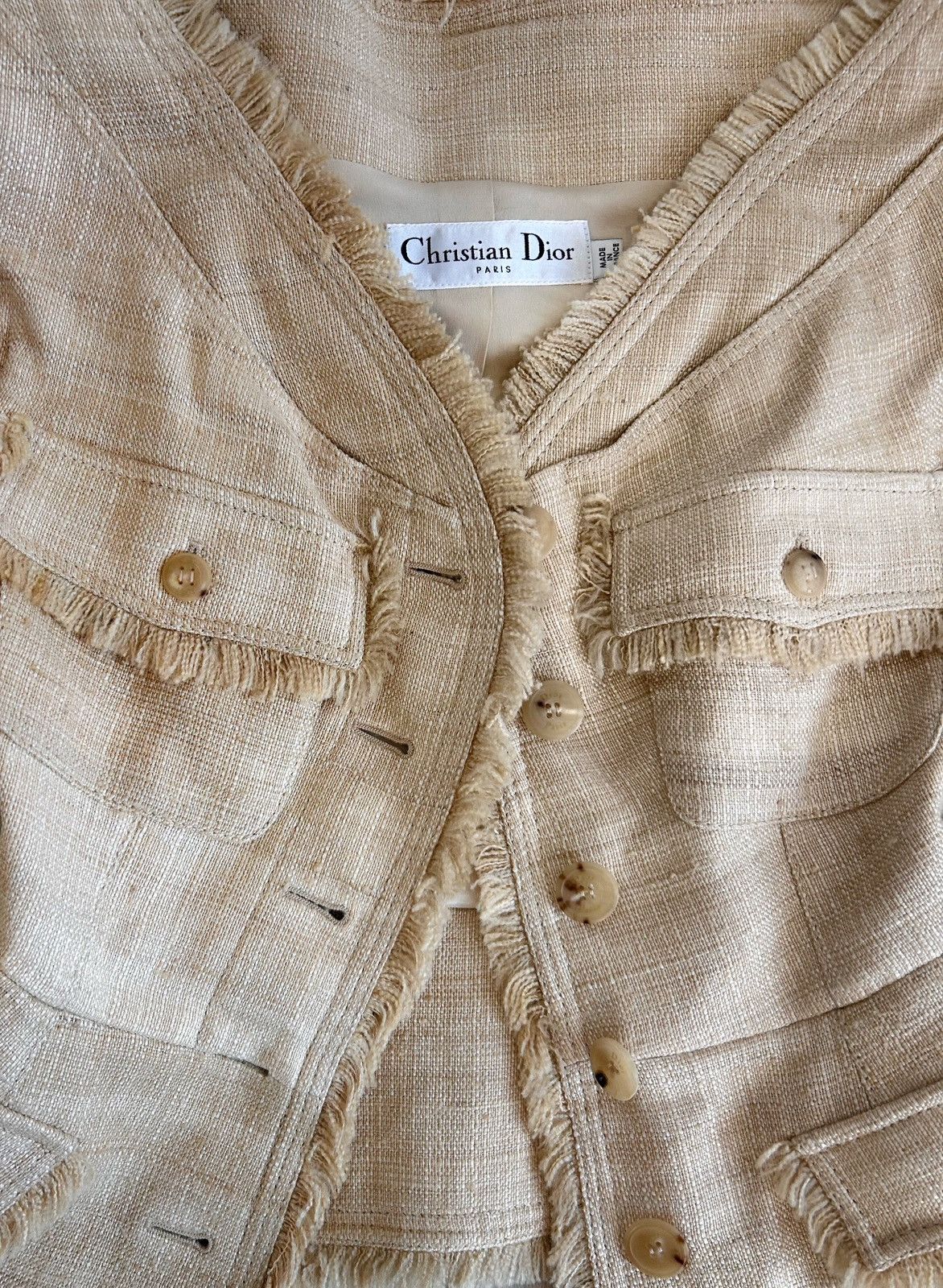 Dior × John Galliano Dior Vintage (2011) Off the Shoulder Bar Vest - Beige Tweed Size XS / US 0-2 / IT 36-38 - 10 Thumbnail