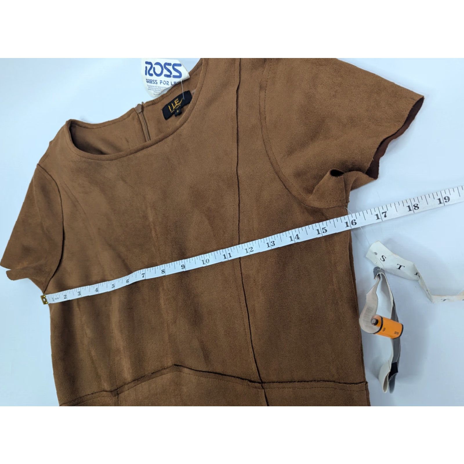 Vintage NWT Ile New York Brown Faux Suede Flare Dress Womans Size 6 Stretch A-Line Sleeveless Round Neck Zip Size M / US 6-8 / IT 42-44 - 5 Thumbnail