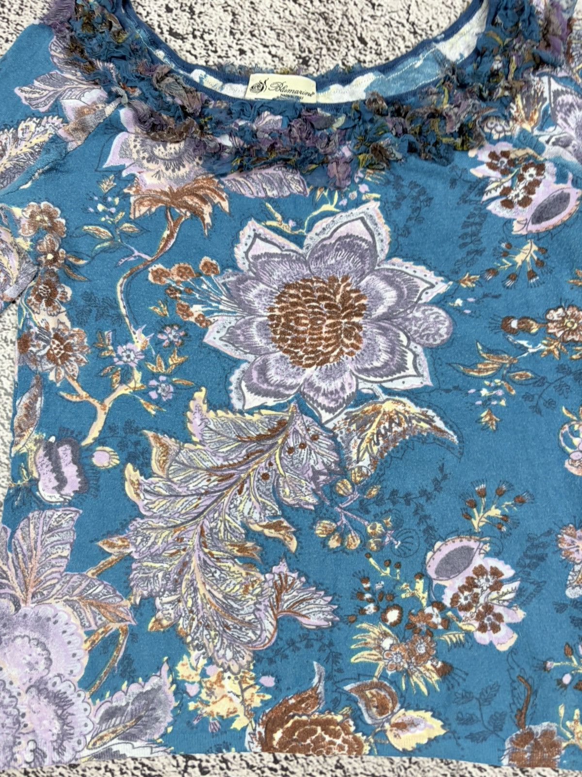 Blumarine Vintage Blumarine Y2K Floral Ruffle Wool Knit Top Size XL / US 12-14 / IT 48-50 - 4 Thumbnail