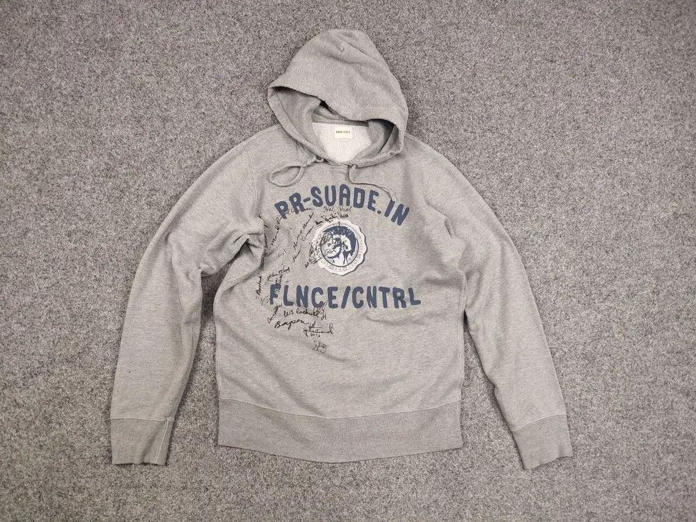 Diesel Vintage Diesel Logo Gray Hoodie Y2K Style Size US M / EU 48-50 / 2 - 5 Thumbnail