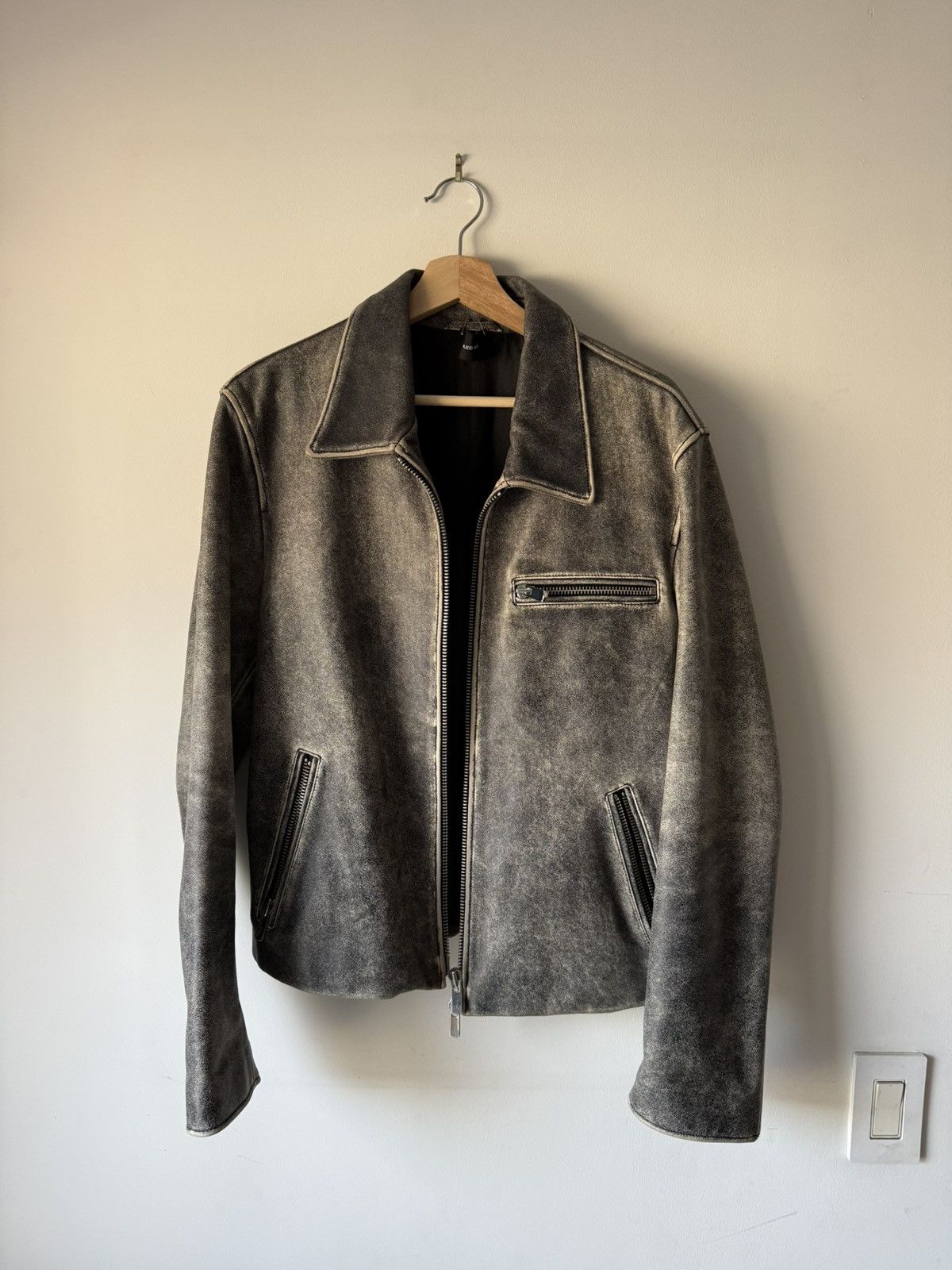 Pre-owned Avant Garde Pearled Ivory Distressed Leather Jacket