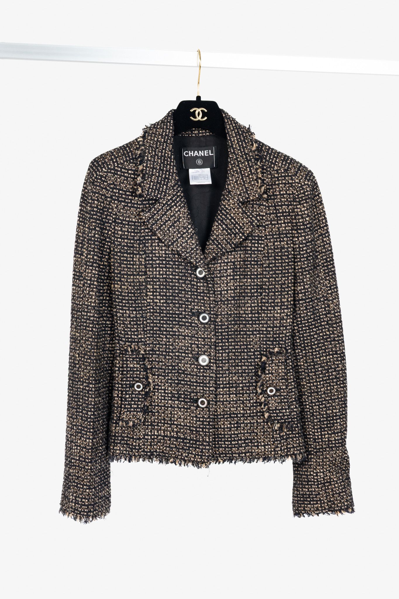 Chanel Chanel 03A Brown Wool-Blend Tweed Buttoned Blazer Size S / US 4 / IT 40 - 1 Thumbnail