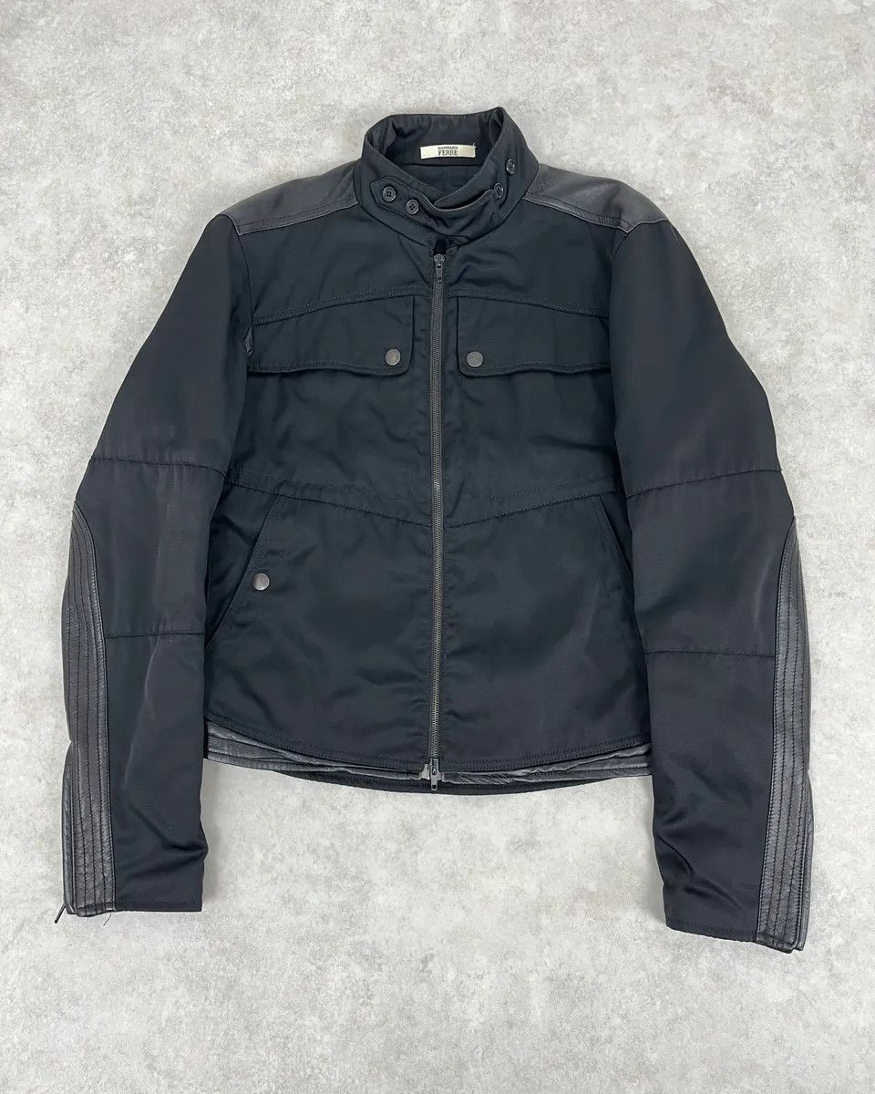Gianfranco Ferre 2000s Gianfranco Ferré Black Nylon & Leather Bomber Jacket Size US M / EU 48-50 / 2 - 1 Thumbnail