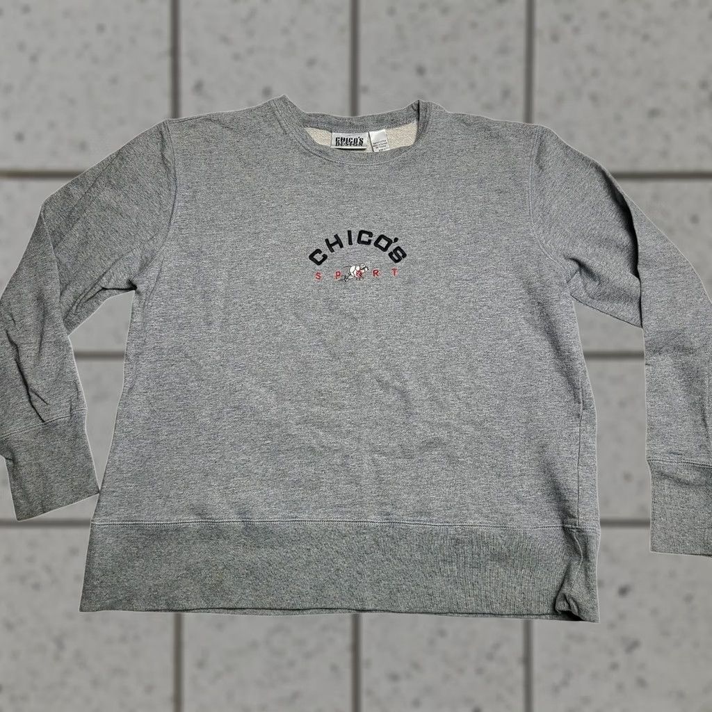 Vintage VINTAGE Chico’s Design Sport Sweatshirt Pullover Cotton Embroidered 90s Size 1 Women Gray Mens Womens Boys Girls Size XS / US 0-2 / IT 36-38 - 1 Thumbnail