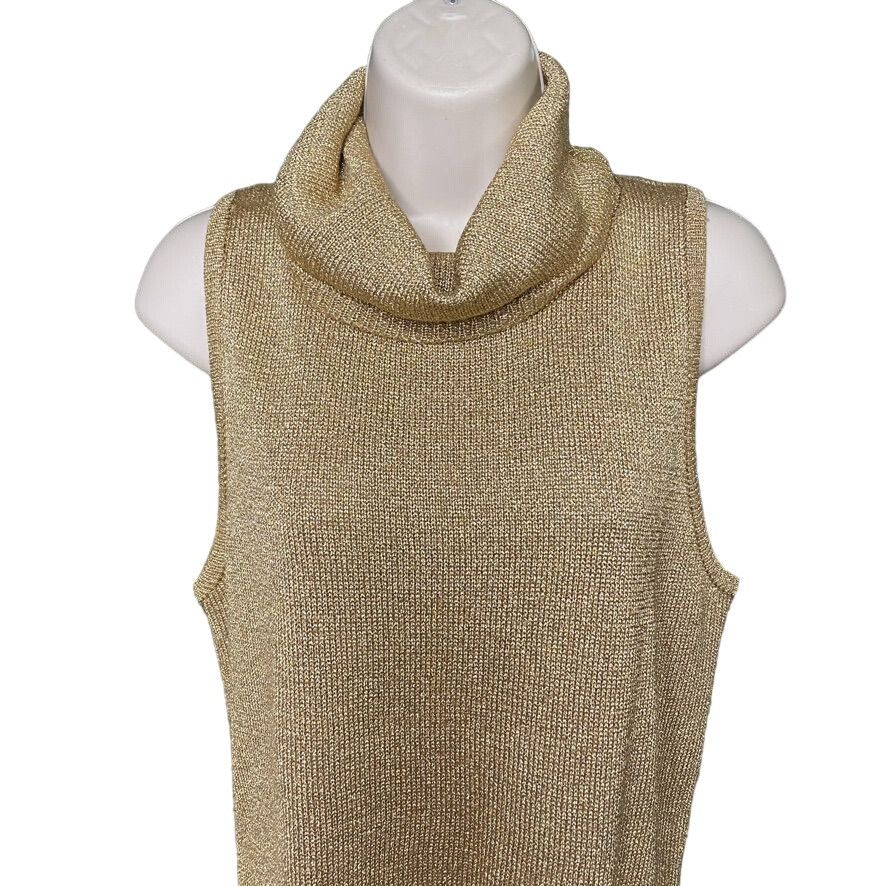 Vintage Vintage Womens Cowl Neck Sweater Gold Sparkle Turtleneck Sle Size XL / US 12-14 / IT 48-50 - 2 Thumbnail