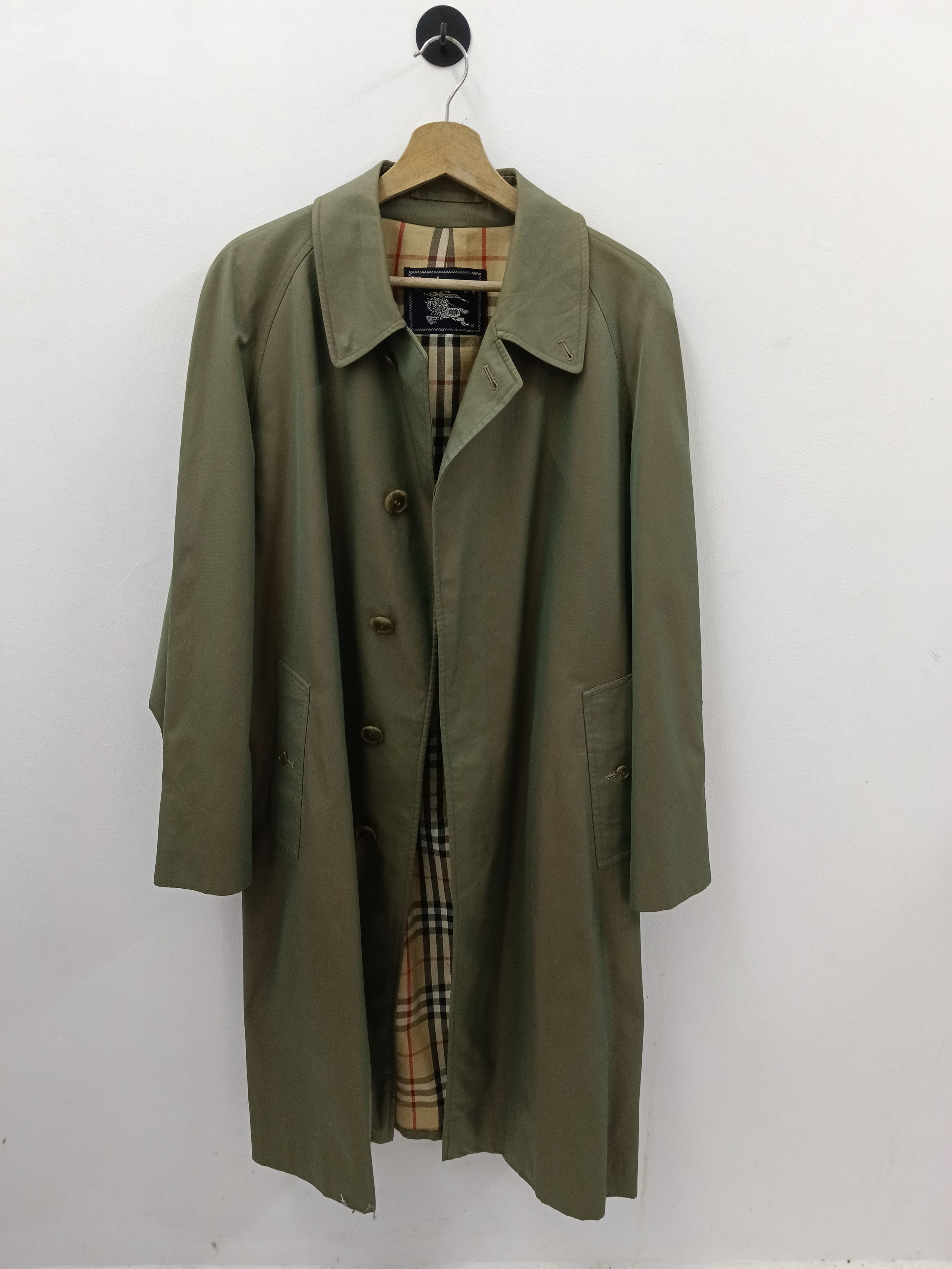 Burberry Vintage Burberrys Iridescent Olive Balmacaan Coat Nova Check Size US M / EU 48-50 / 2 - 4 Thumbnail