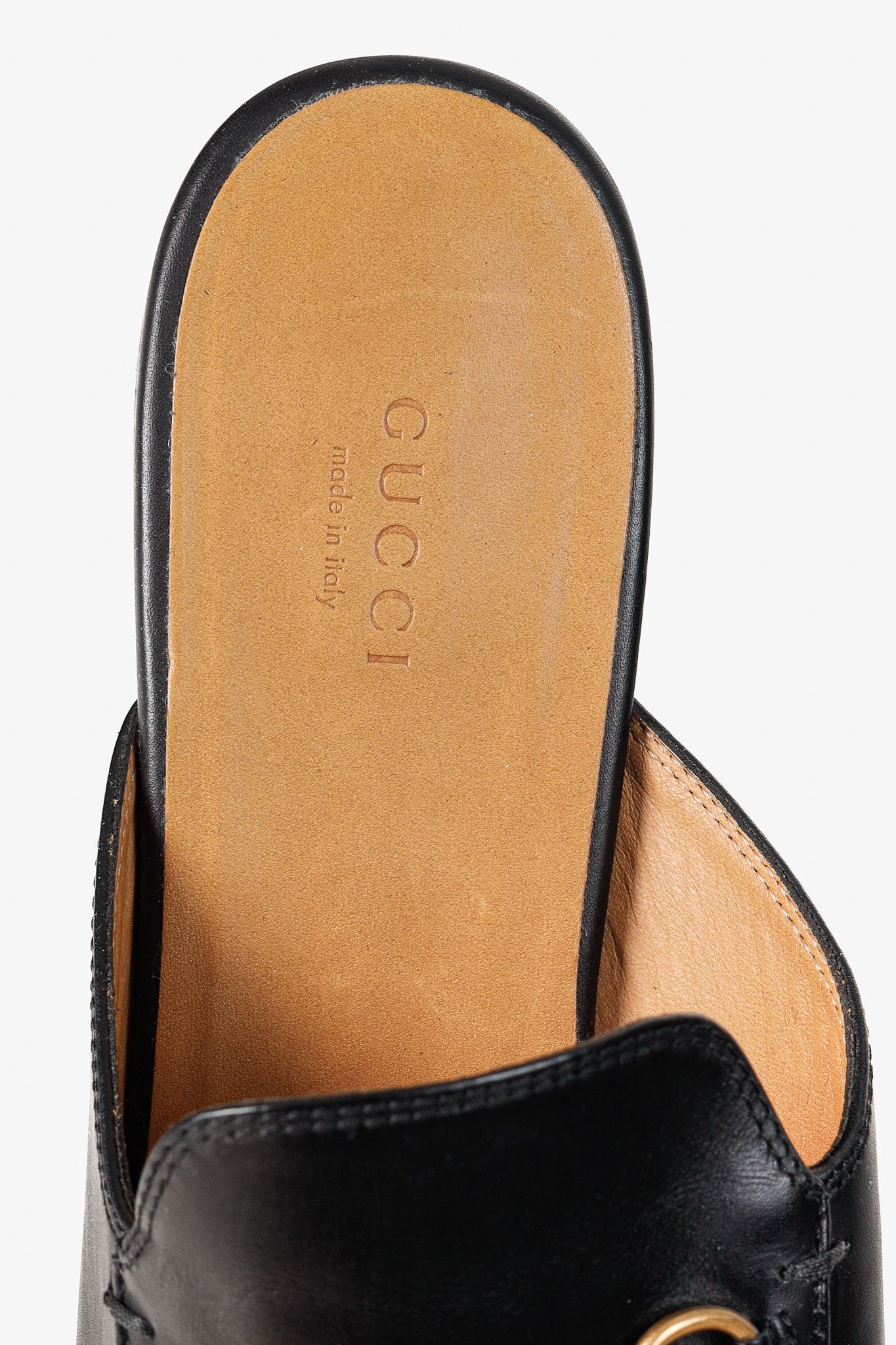 Gucci Gucci Princetown Gold Horsebit Black Leather Slipper Mule Size US 9 / IT 39 - 10 Thumbnail
