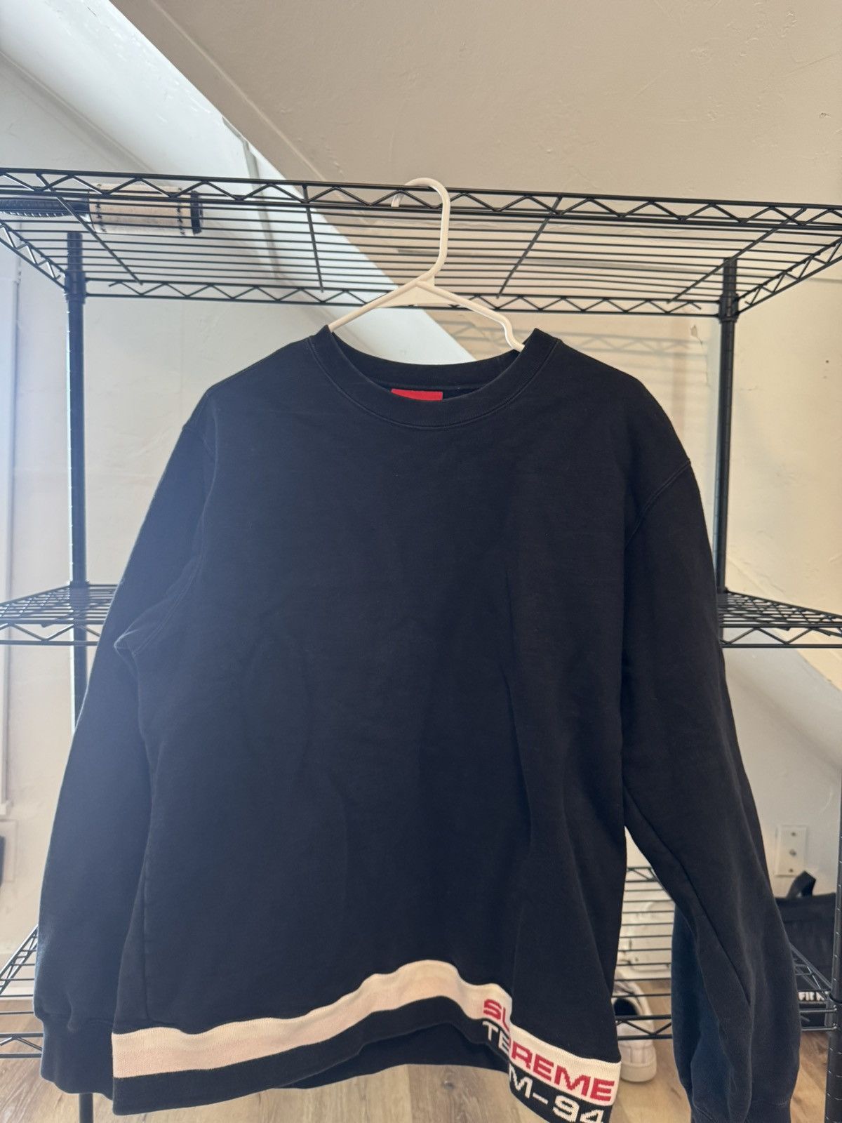 Supreme Supreme Rib Stripe Crewneck Black Size US M / EU 48-50 / 2 - 1 Thumbnail