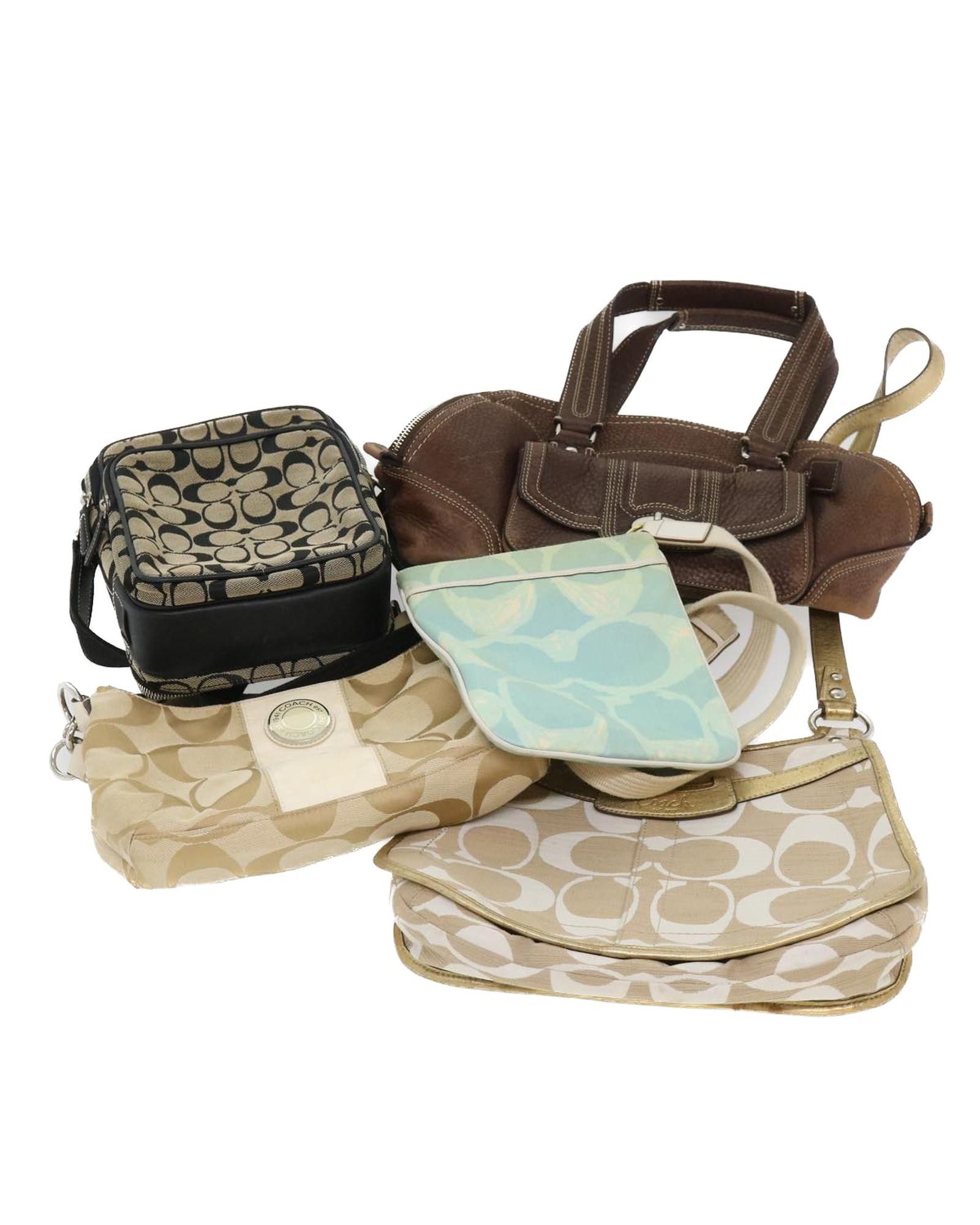 image of Coach Signature Shoulder Bag Canvas 5Set in Beige, Women's