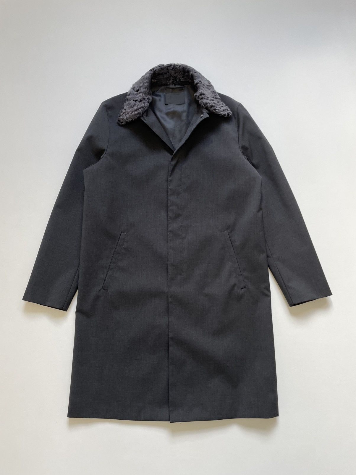 Prada A/W 13 Astrakhan Fur Collar Mac Jacket Size US L / EU 52-54 / 3 - 3 Thumbnail