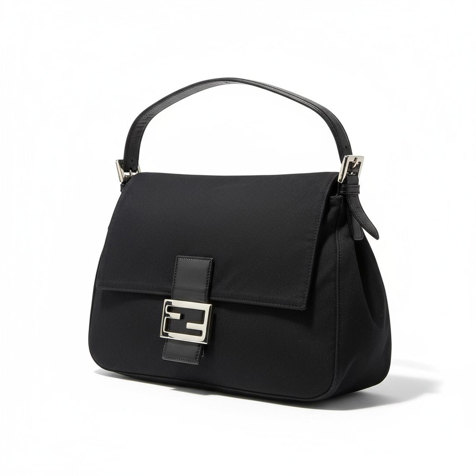 Fendi Fendi - Black Handbag Silver Buckle Size ONE SIZE - 1 Thumbnail