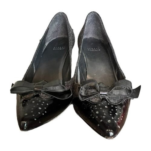 Stuart Weitzman STUART Weitzman Black Grey Pumps 2” Heeled Shoes Bow Size 9M Size US 9 / IT 39 - 13 Thumbnail