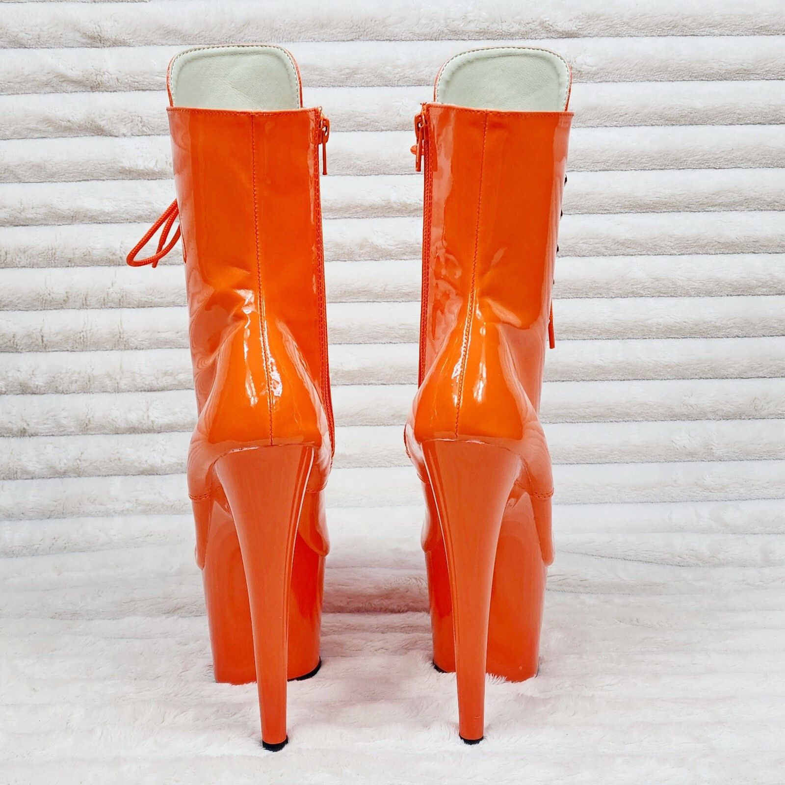 Other Adore 1020 Orange Patent 7" High Heel Platform Ankle Boots Size US 7 / IT 37 - 3 Thumbnail