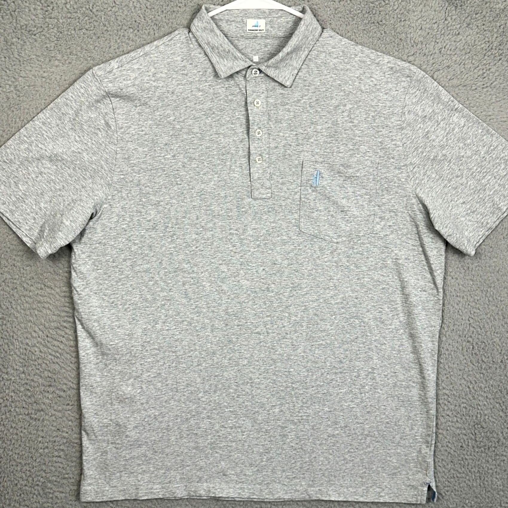 johnnie-O johnnie-O Hangin Out Polo Shirt Men XL Gray Rugby Casual Stretch Pocket Logo EUC Size US XL / EU 56 / 4 - 3 Thumbnail