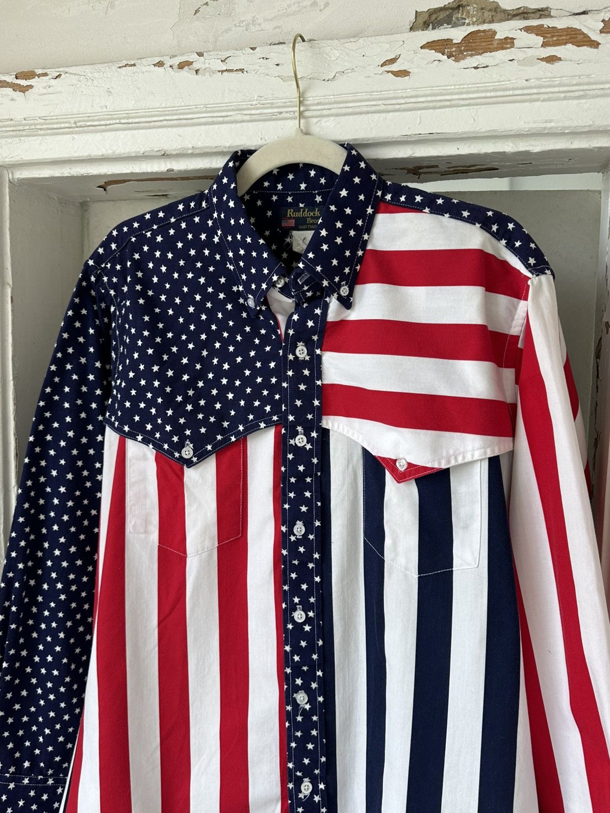 Ruddock Shirts × Vintage Vintage Ruddock Bros US Flag Shirt Size US M / EU 48-50 / 2 - 2 Thumbnail