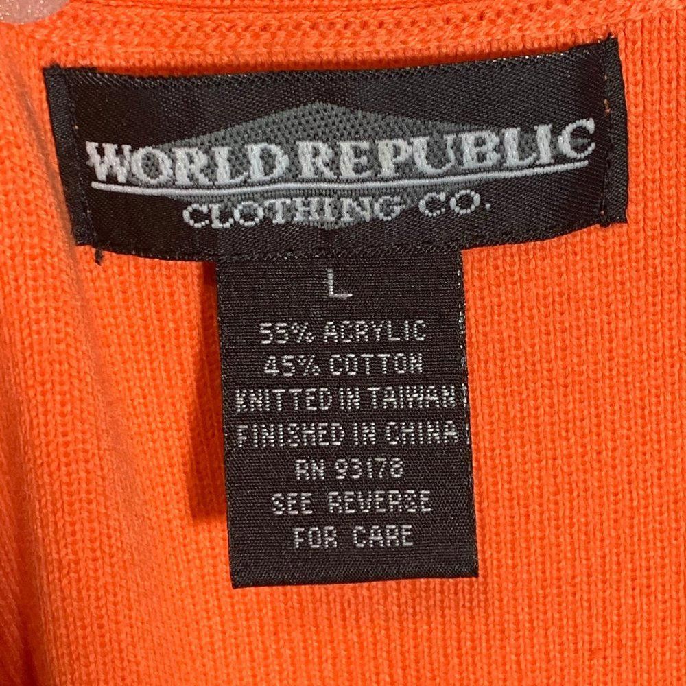 Designer World Republic Orange White Pullover Sweater Sz L Size L / US 10 / IT 46 - 8 Thumbnail