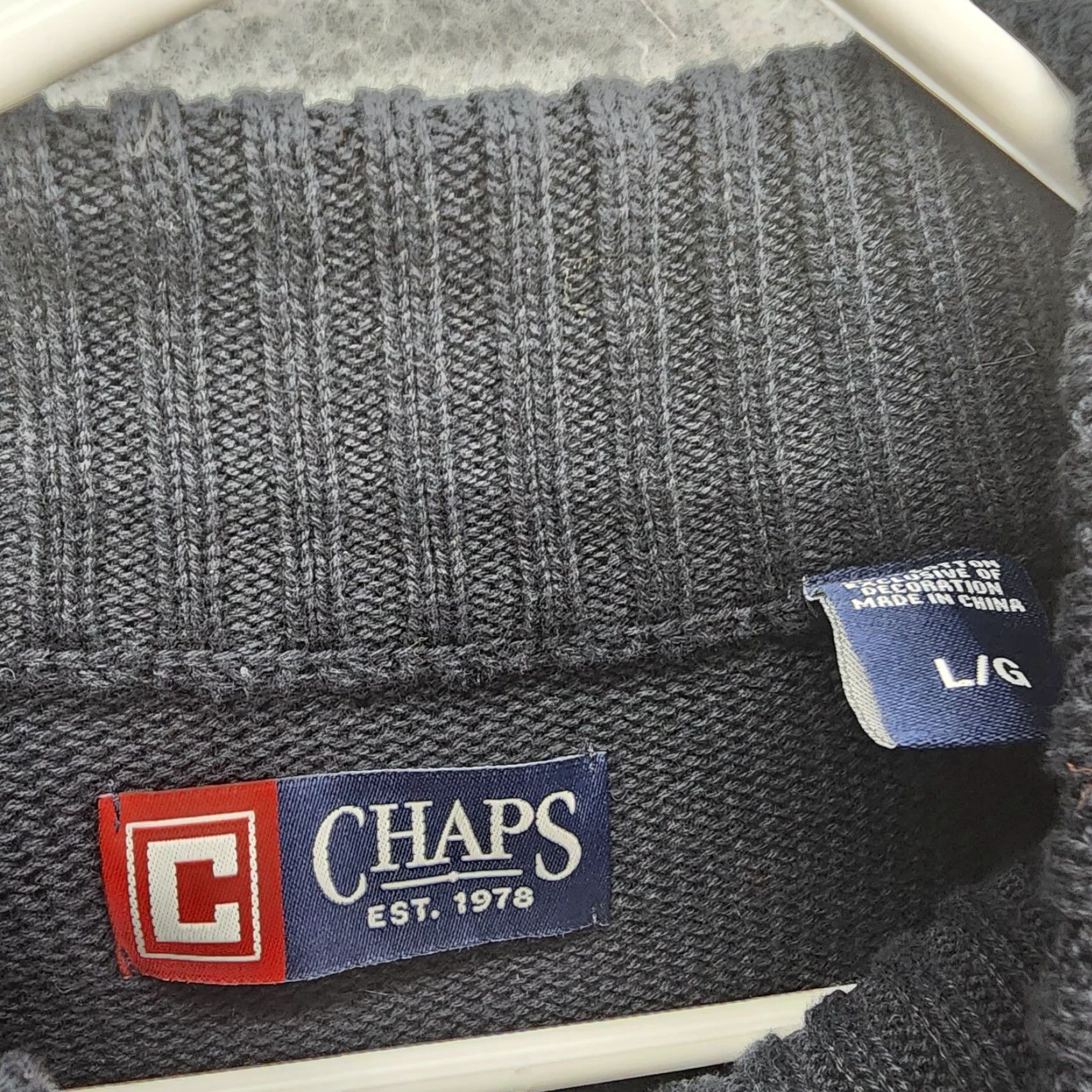 Chaps Chaps Men’s L Pullover Sweater Long Sleeve 1/4 Button Up Knit Cotton Polyester Blue Crew Neck Casual Winter Vintage: No Size US L / EU 52-54 / 3 - 3 Thumbnail