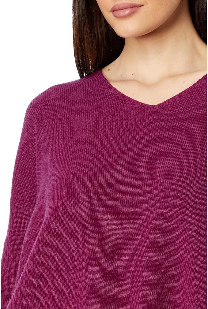 Eileen Fisher Eileen Fisher Organic Cotton Crepe V-Neck Top Rhapsody ( L ) Size L / US 10 / IT 46 - 3 Thumbnail