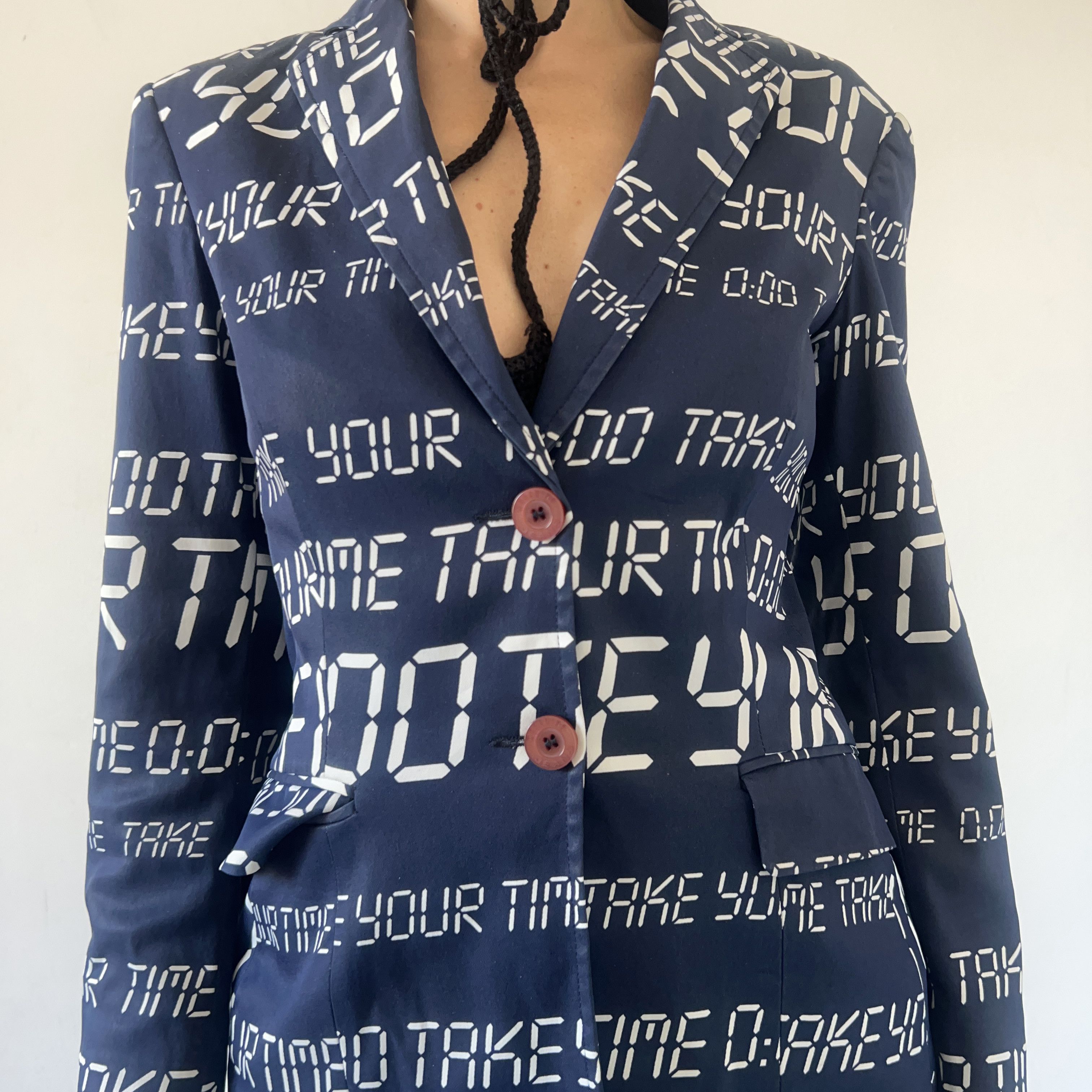 Moschino Vintage 90s Moschino alarm clock print blazer Size M / US 6-8 / IT 42-44 - 3 Thumbnail