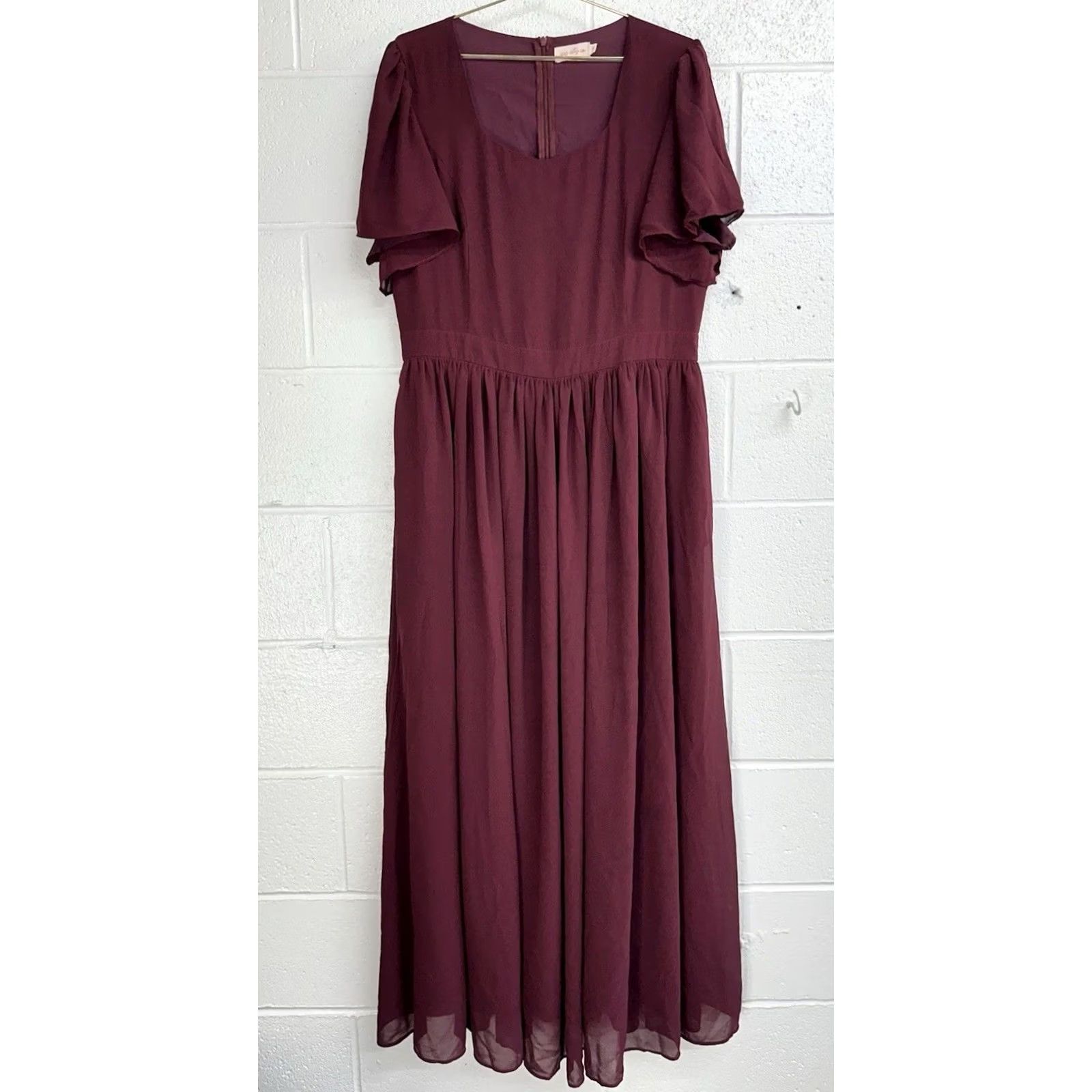 CO Ivy City Co Abbie Maxi Dress In Wine Chiffon / Women’s Size 16 Size XXL / US 16-18 / IT 52-54 - 4 Thumbnail