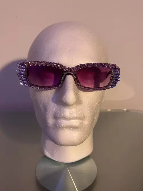 Electric Visual × Japanese Brand Y2K Crystal Rhinestone Sunglasses (magenta) Size ONE SIZE - 4 Thumbnail