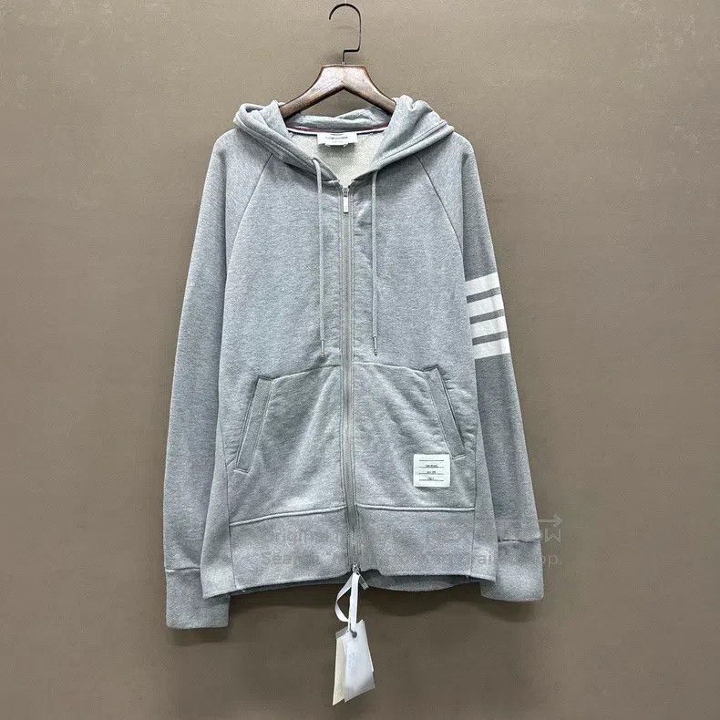Thom Browne Thom Browne Gray Classic Cotton Hooded Drawstring Zipper S Size US XXL / EU 58 / 5 - 1 Thumbnail