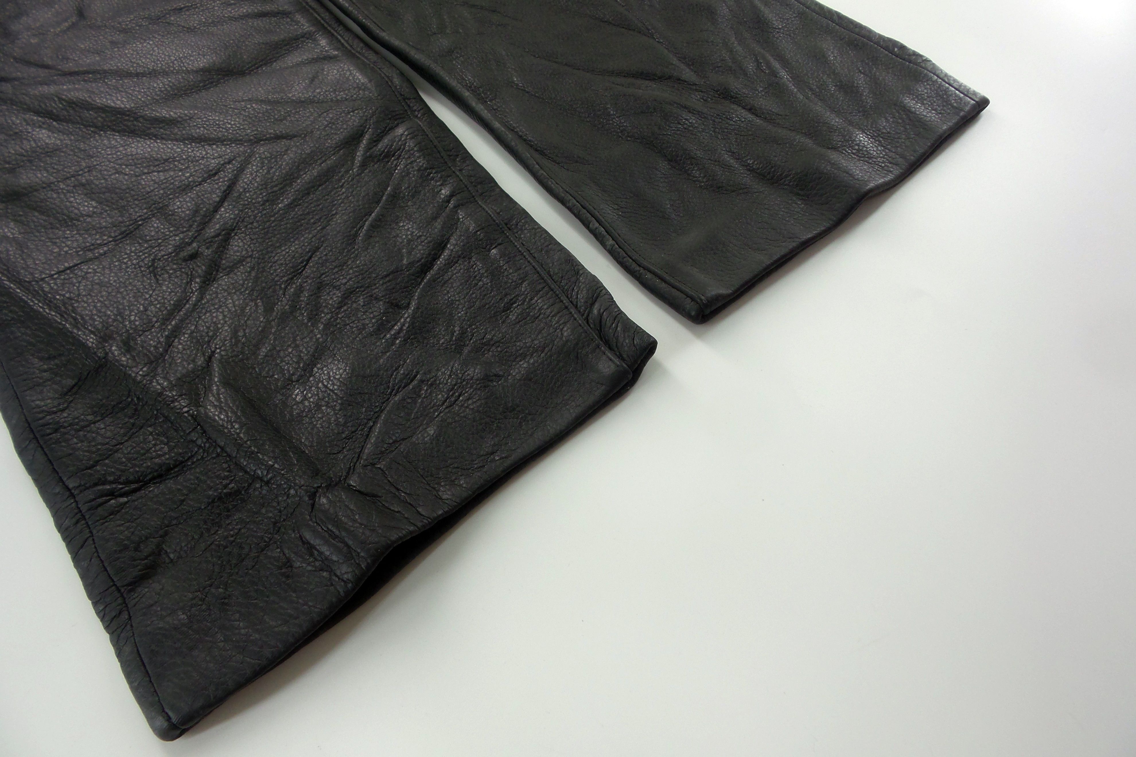 Leather × Vintage Vintage Wrinkle GGG Pour Homme Leather Pants W30xL44.5 Size US 30 / EU 46 - 13 Thumbnail