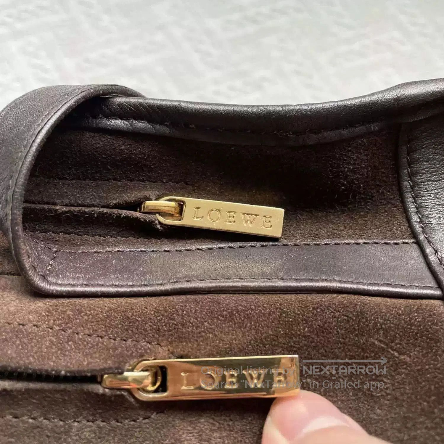 Loewe deep brown suede crossbody bag. Size ONE SIZE - 6 Thumbnail