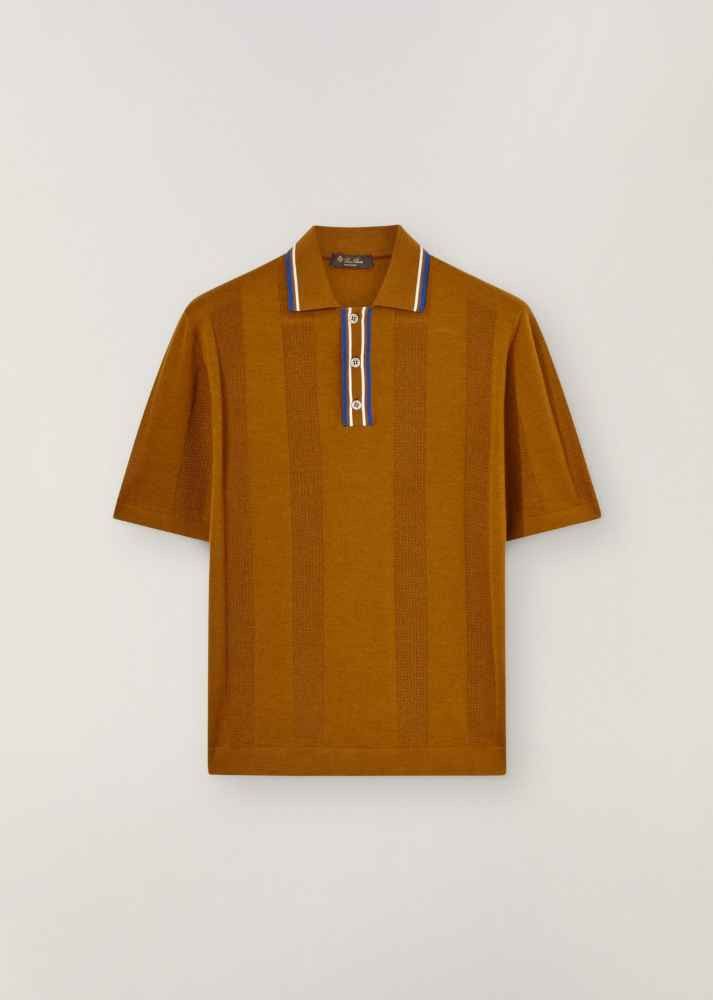 image of Loro Piana O1Loc1C0124 Short-Sleeved Polo Shirt In Yellow, Men's (Size Medium)