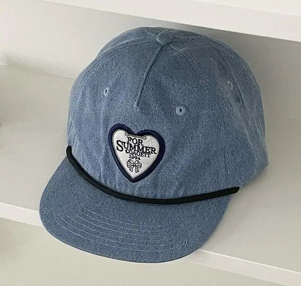 Japanese Brand Outdoor retro y2k heart embroidery denim snapback cap hat Size ONE SIZE - 4 Thumbnail