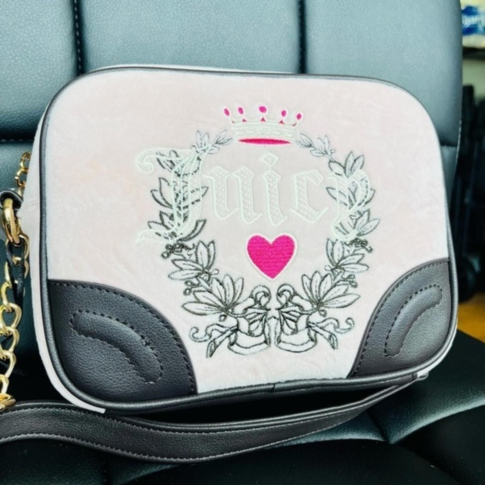Juicy Couture Heritage Pink Velour Crossbody Bag Nwt, Women's
