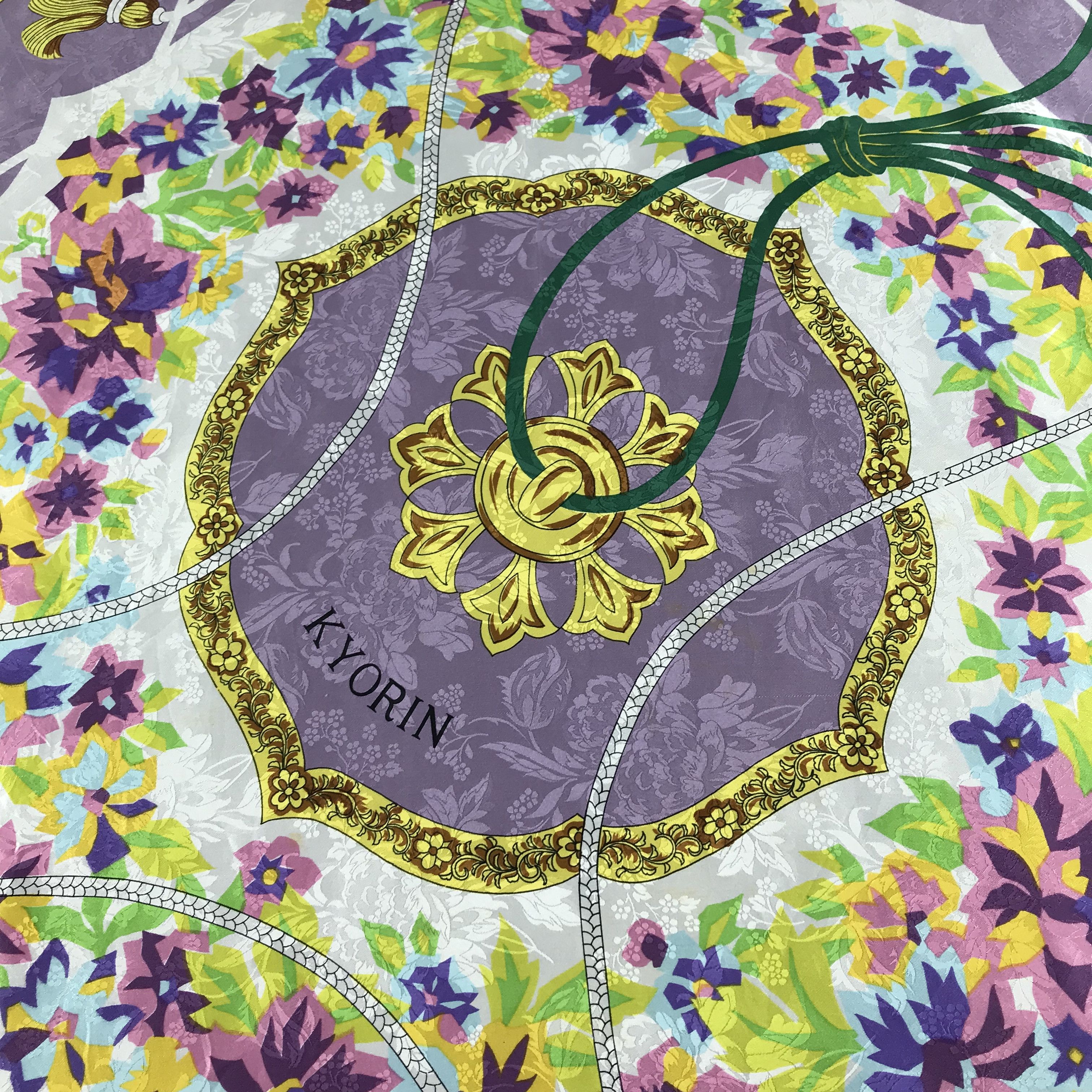 Japanese Brand Kyorin Luxury Floral Silk Scarf M125 Size ONE SIZE - 3 Thumbnail