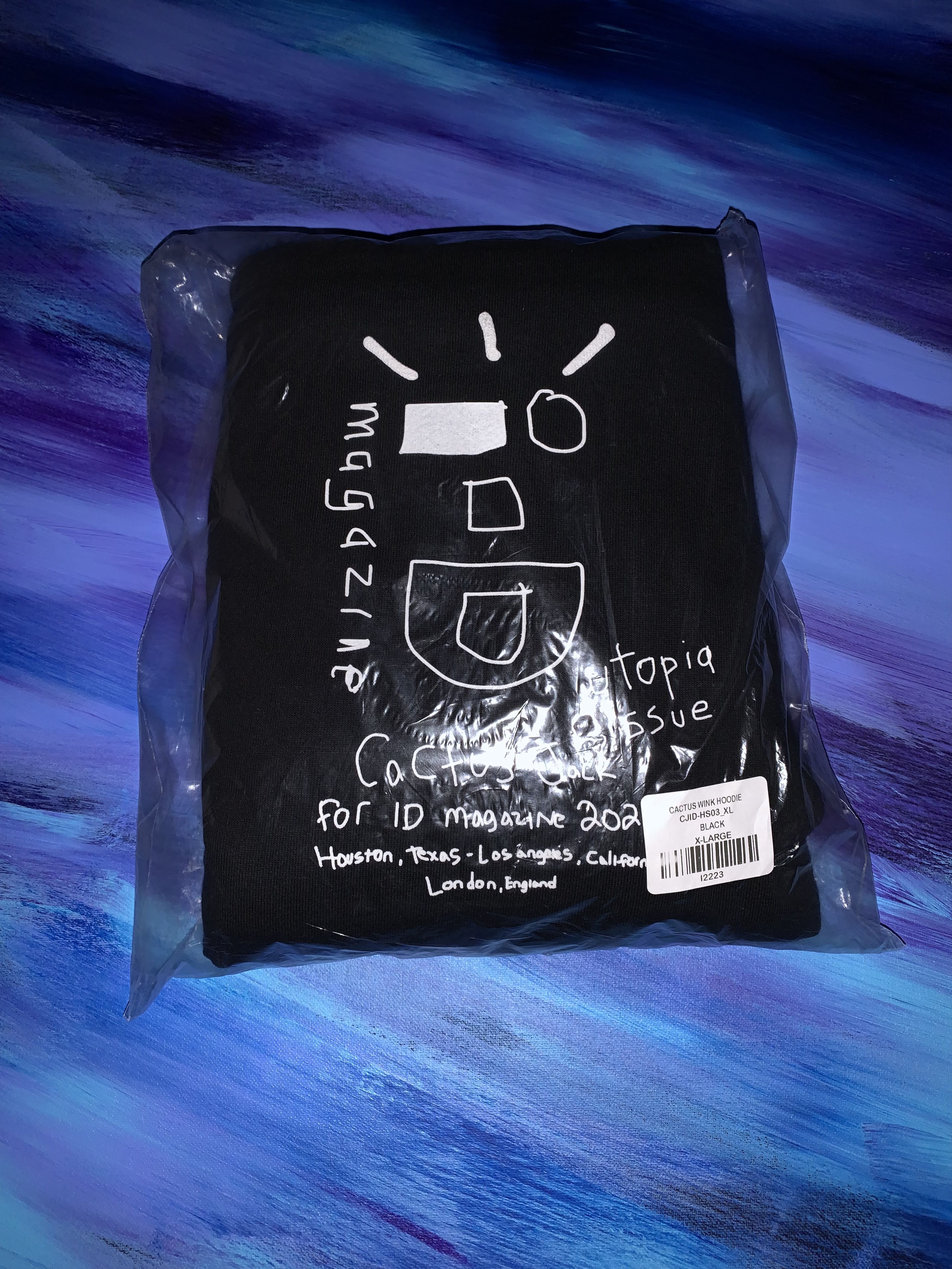 image of Travis Scott Id Magazine Hoodie in Black, Men's (Size XL)