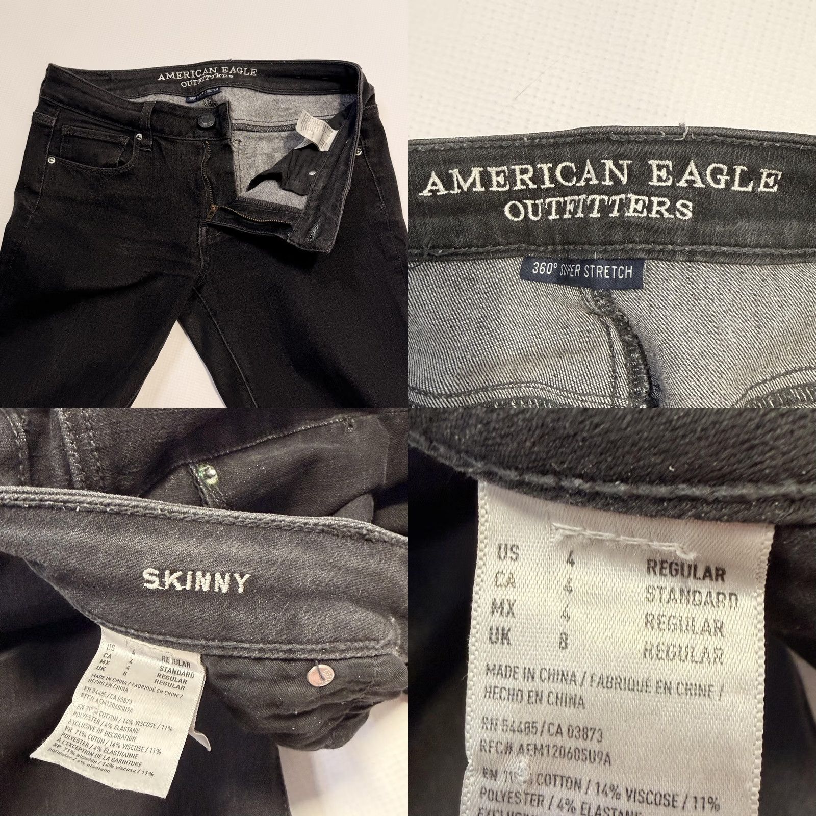 American Eagle Outfitters American Eagle Outfitters Jeans Womens 4 Black Skinny Mid Rise 360 Super Stretch Denim Size 27" / US 4 / IT 40 - 8 Thumbnail