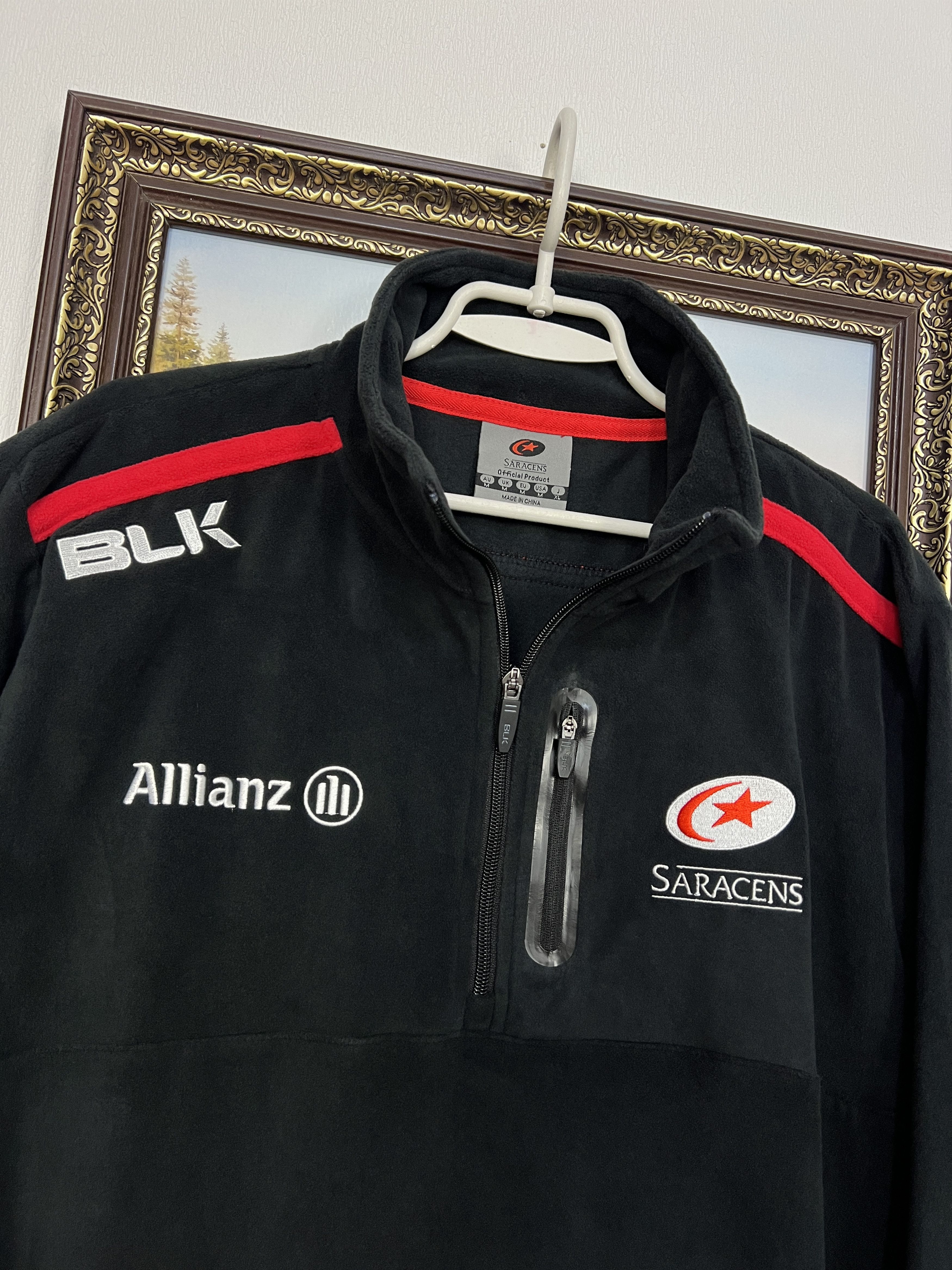 Vintage BLK Saracens Rugby Union Fleece Jacket Track Top Rare Hype Size US M / EU 48-50 / 2 - 3 Thumbnail