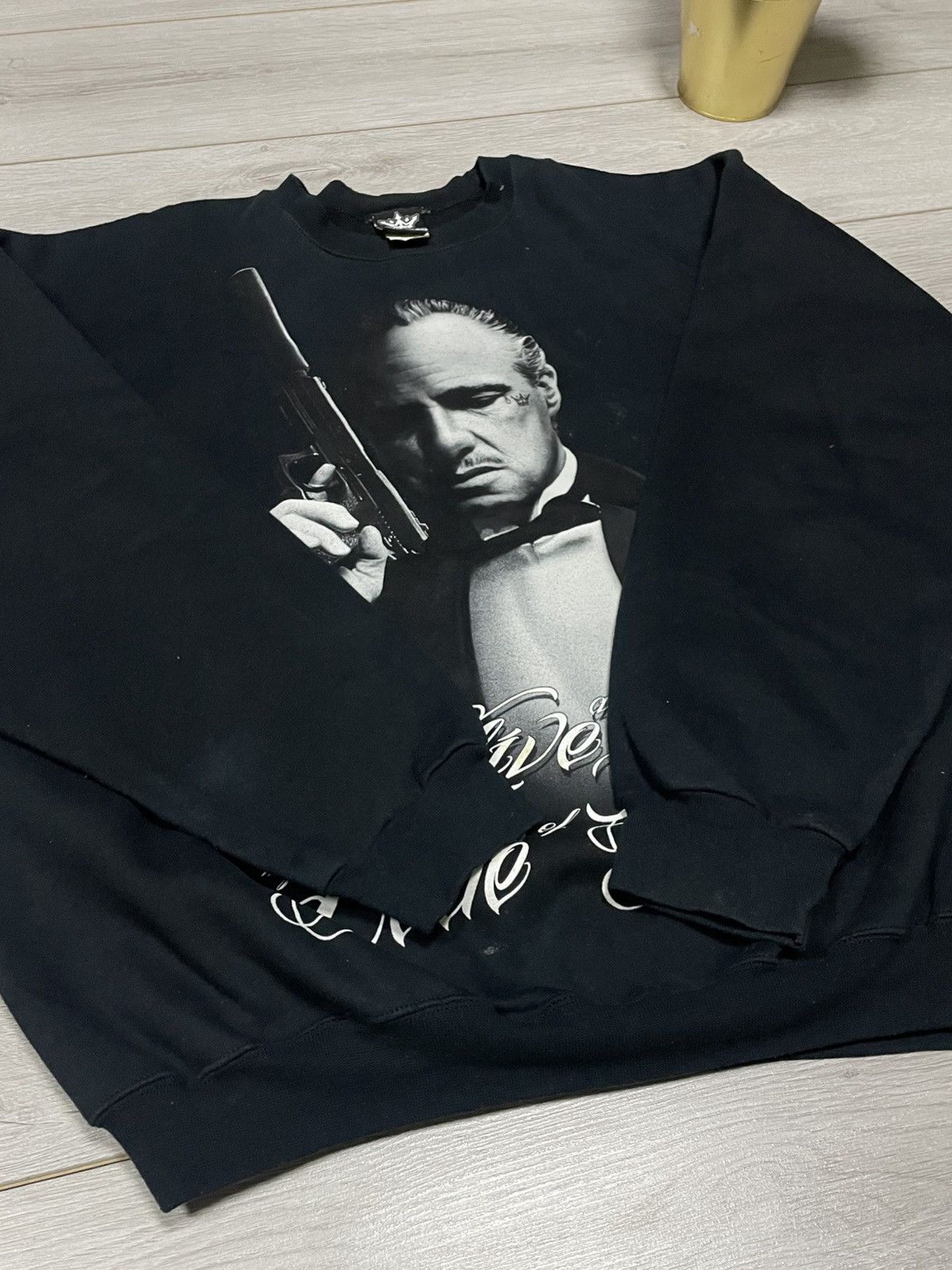 Vintage Don Corleone Mafioso USA The God Father bog print sweatshirt Size US XL / EU 56 / 4 - 11 Thumbnail