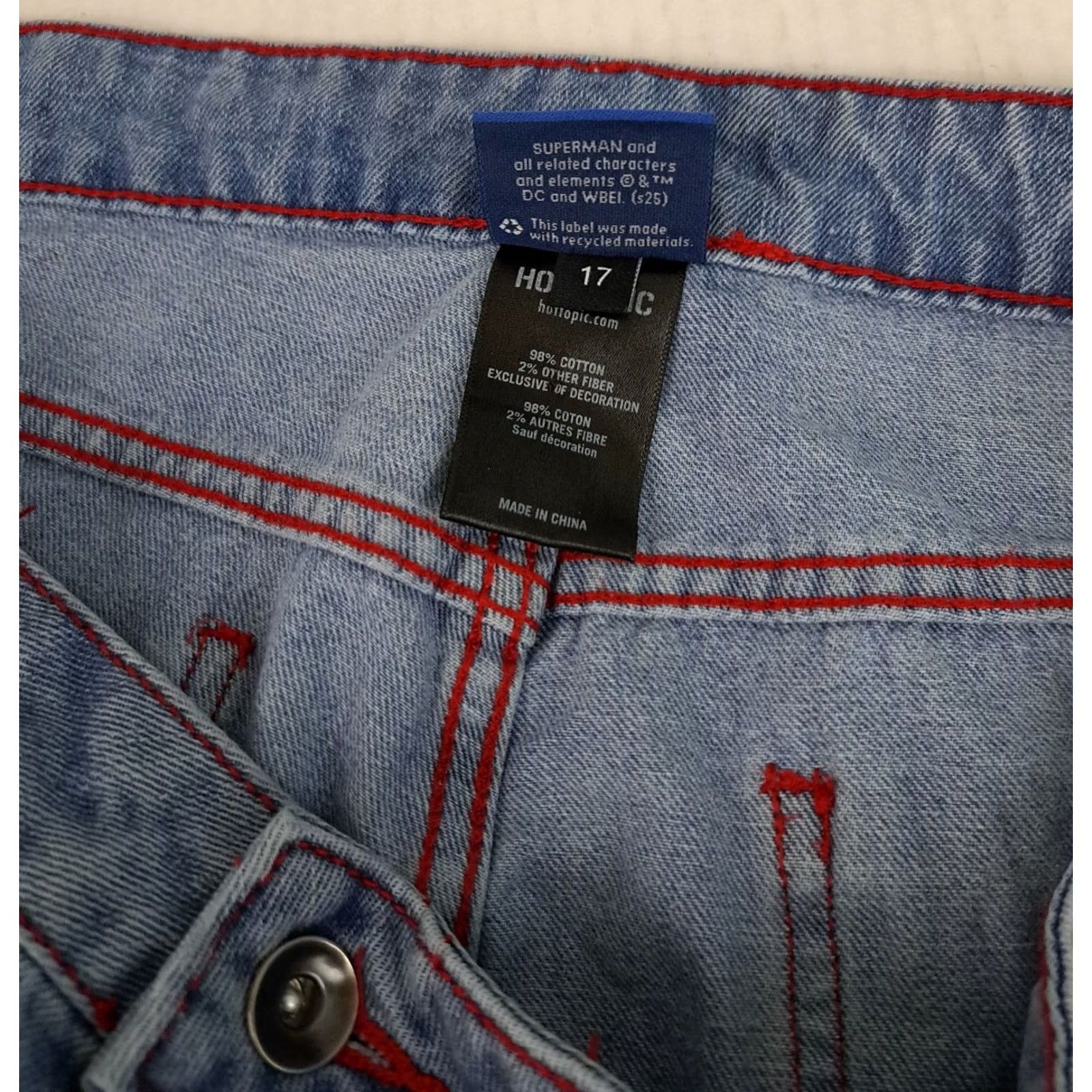 DC Comics VINTAGE DC Comics Superman Jeans Woman 17 Wide-Leg Denim Blue Cotton Embroidered 5-Pocket 32in Inseam Womens Size 38" / US 16 / IT 52 - 5 Thumbnail